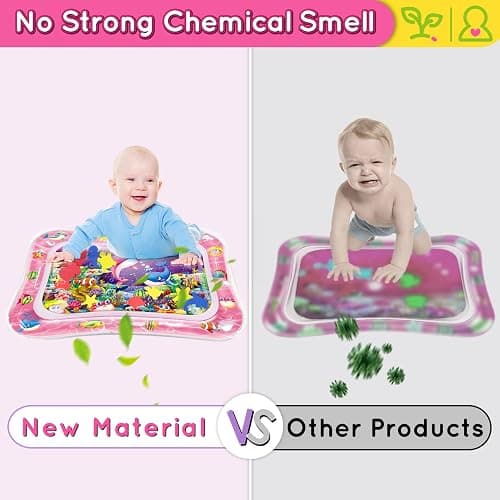 Infinno Baby Water Play Mat, Tummy Time Sensory Toy for Newborn 3-9 Months | Leakproof liquid filled cushion, encourages neck strength and motor skills, easy fill and drain, infant gift idea thumbnail 6