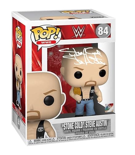 Stone Cold Steve Austin #84 Facsimile Signed Reprint Laser Autographed Funko POP! WWE Wrestling Figurine with Protector Case - Image 1