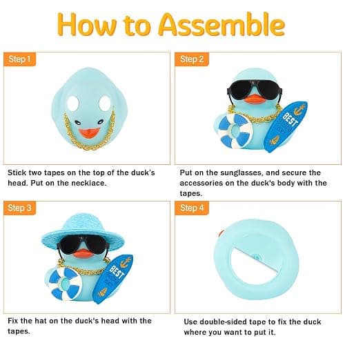 wonuu Summer Beachy Vacation Duckies, Tropical Paradise Rubber Duck Beach Surfing Ocean Voyage Rubber Ducks (Blue, Surf Board, Lifebuoy) thumbnail 7