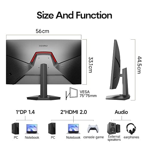 KOORUI - 24.5" Gaming Monitor, 240Hz, IPS FHD 1ms, HDR400 | 1920x1080p Computer Monitor, 90% DCI-P3, 128% sRGB, HDMI2.0 DP, VESA Tilt Adjustable for Xbox PS5 Switch thumbnail 6