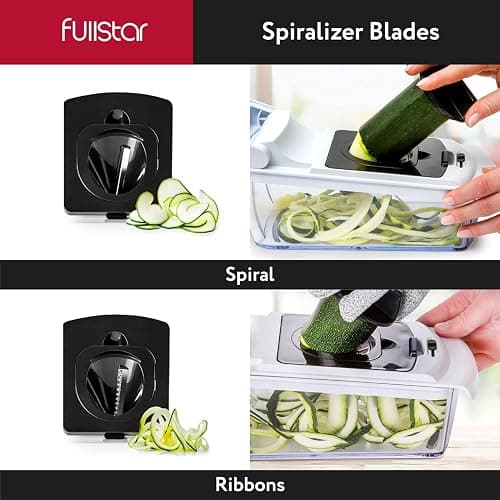 Fullstar Vegetable Chopper and Spiralizer - Food Chopper with Container, Fruit Slicer, Kitchen Gadgets & Accessories, Home Essentials (4 in 1, White) - 4 in 1 - White thumbnail 5