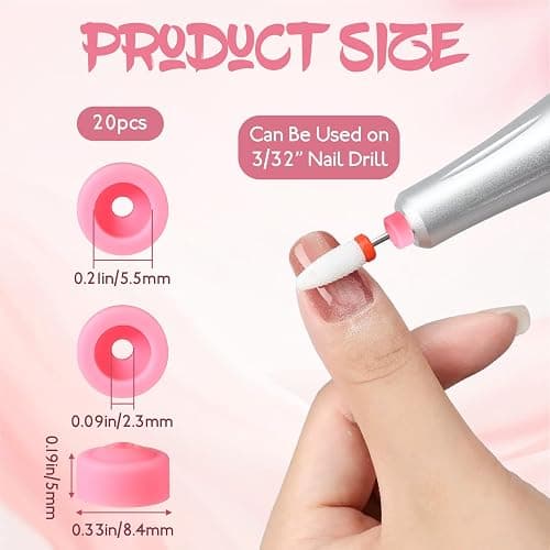 20 Pcs Nail Drill Dust Guard for 3/32" Drill Electric Nail Filer Silicone Dust Guard Nail-Art Tools (Pink) thumbnail 2