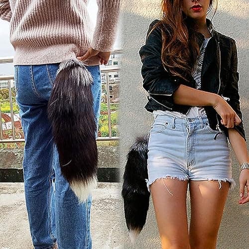 UUYYEO Faux Fox Tail Fluffy Keychain - Cute Plush Gift Keyring for Cosplay & Costume thumbnail 4