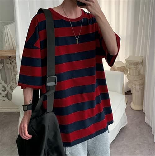Harajuku Oversized Striped Shirts Y2K Grunge Clothes Crew Neck Emo Scene Clothes Streetwear Baggy Shirt Pullover thumbnail 6