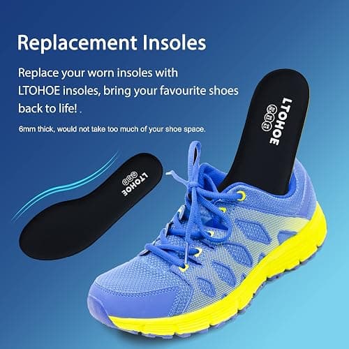 Memory Foam Insoles for Women, Replacement Shoe Inserts for Work Boot, Running Shoes, Hiking Shoes, Sneaker, Cushion Shoe Insoles Shock Absorbing for Foot Pain Relief, Comfort Inner Soles Black US 8 thumbnail 5