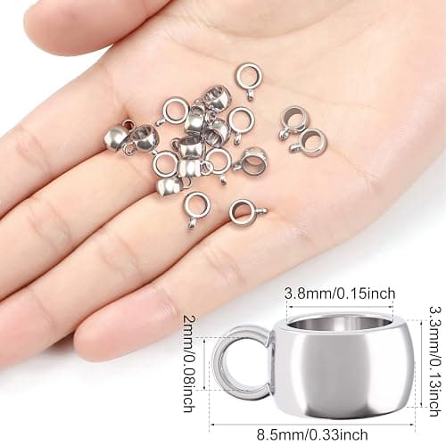 PAGOW 333 Pcs Links Bail Beads, Hypoallergenic Alloy Column Spacer Beads, Silver Connector Tube Charm for Jewelry Making DIY Bracelet Necklace Craft Accessories thumbnail 3