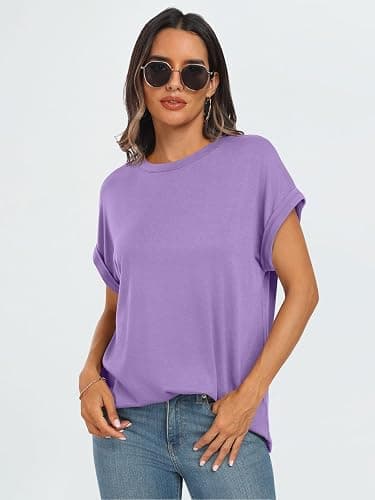 AUTOMET Womens Summer Tops Oversized Short Sleeve Business Casual T Shirts Trendy Fashion Clothes Spring Outfits 2025 thumbnail 4