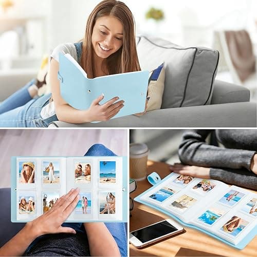 Ruibytree Fotoalbum für Instax Mini & Polaroid Sofortbilder, 320 Fotos,Blau | PU-Ledereinband, Seiteneinschub, Säurefreie Seiten, Taschengröße 54 × 86 mm, Für Kodak 2×3 Zoll Fotos, Große Kapazität thumbnail 6