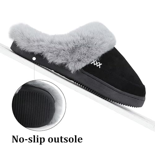 NineCiFun Women's and Men's Memory Foam House Slippers, Faux Fur Lined Indoor Fuzzy Slippers with No-slip Sole, Slip on Suede Home Shoes, Warm Winter Gift for Women & Men thumbnail 6