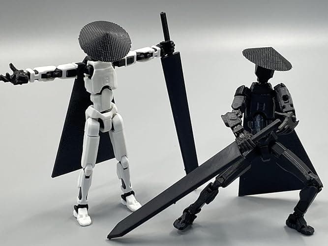 SANSGOUP Titan 13 Action Figure Set (Assembly Completed), 3D Printed Multi-Jointed Movable T13 Lucky13 Dummy Mobile Robot, Nova 13 Action Figures Desktop Decorations for Game Lovers Toy (White/Black) thumbnail 4