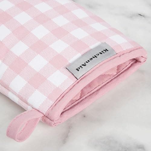 KitchenAid Gingham Mini Oven Mitt 2-Pack Set, Dried Rose, 5.5"x8" thumbnail 3