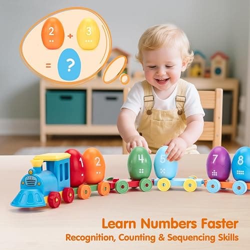 hahaland Toddler Learning Toys for 2 3 Year Old – Montessori Counting Matching Train Set with 8 Dinosaurs & Sorting Easter Eggs, Dino Stickers Toddler Toys for Kids 1-3 Years Easter Basket Stuffers thumbnail 3
