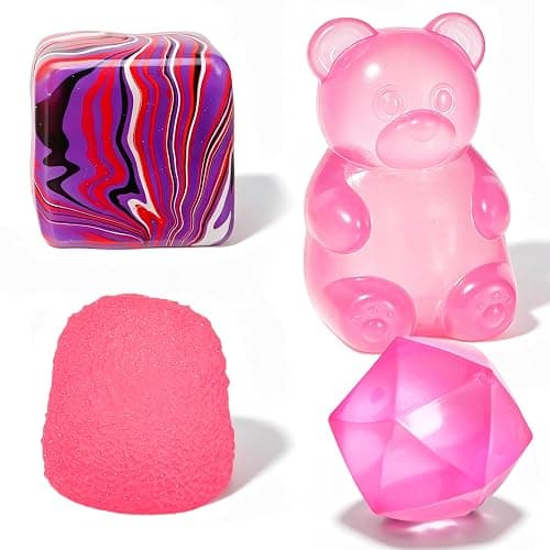 4Pcs Pink Taba Squishy Fidget Toys, Bear Cube Gummy Masonry Ice Stress Balls for Kids and Adults, Squishies Cube, Sensory Toys for Kids Fidgets for Classroom Prize, Birthday Gifts Party Favors - Image 1