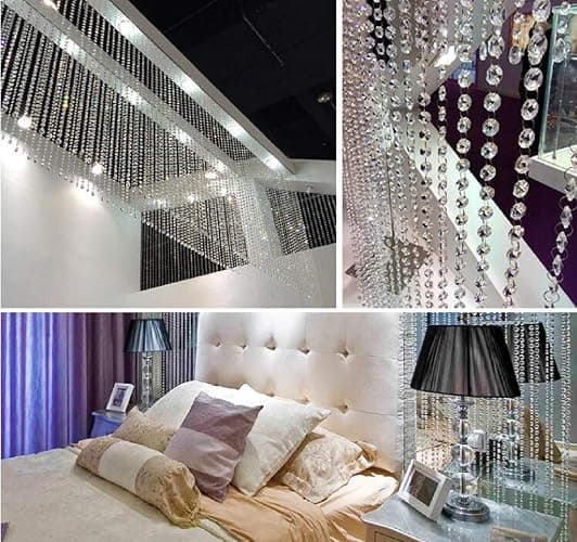 VOVOV 10 Pack (1000CM/30.5FT) Beaded Trim Clear Crystal Garland Chandelier Octagon Beads Chain thumbnail 5