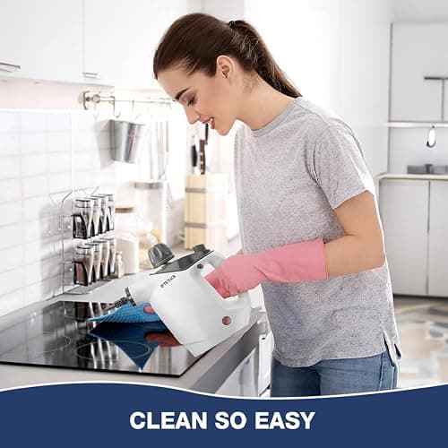 Handheld Steam Cleaner, Steam Cleaner with 16 PCS Accessory & Safety Lock, 500ML Large Capacity Natural Surface Steam for Cleaning, Multipurpose Steamer for Home, Car, Bathroom, Grease (White) thumbnail 7