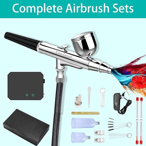Gocheer Airbrush Kit with Air Compressor, 40 48 PSI High Pressure Air Brush Non-Clogging with 0.2/0.3/0.5mm Nozzle/Cleaning Sets, Ideal for Painting, Modeling, Cake Decor, Makeup (Black, 40 PSI) thumbnail 8