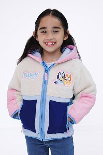 Bluey Girls Faux Shearling Zip Up Hooded Jacket Toddler to Big Kid Sizes (2T - 14-16) thumbnail 2