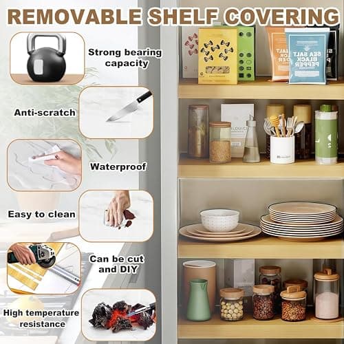 Jespeed 4 Pcs Wire Shelf Liner Cover, 24x16in Faux Wood Shelf Covers Moisture-Resistant PVC for Closet, Pantry, Kitchen & Bathroom Storage thumbnail 5