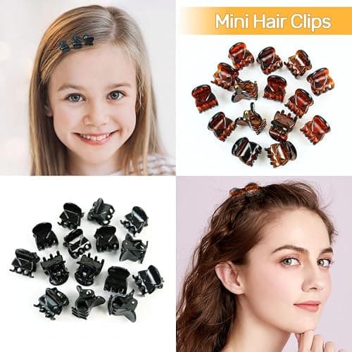 Hanyousheng Hair Clips, 30pcs Hair Claws, Mini Hairpin Clamps, Non-slip Hair Catch, Barrette Clamp,Mmini Hair Clips for Girls and Women with Storage Bags (black and Brown) thumbnail 3