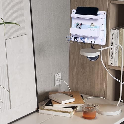 Floating Shelves for Bedside Shelf Accessories Organizer, Wall Mount Self Stick On, Cute Room Decor Aesthetic, Girls Room Decor, Cool Stuff For Bedroom Storage And Organization (White) thumbnail 8