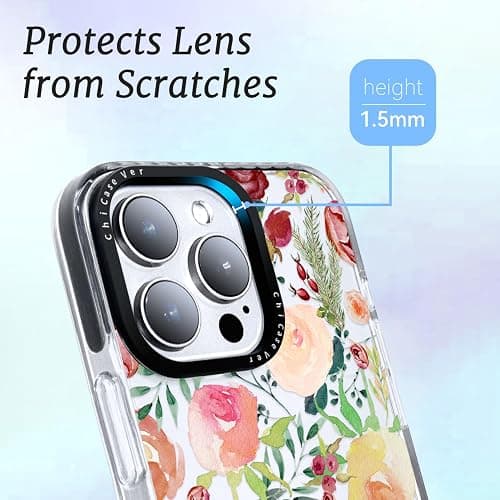 ChiCaseVer for iPhone 16 Pro Case, Watercolor Rose Garden Pattern, Military-Grade Drop Protection, Cute Soft Slim TPU Protective Cover with Camera Lens Protection for Women & Girls thumbnail 5