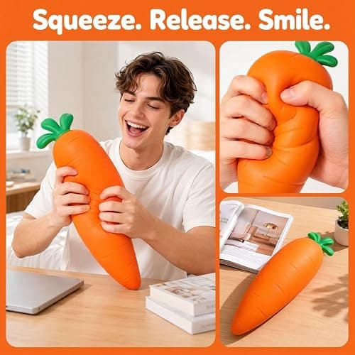 13 Inch Carrot Squishy, Jumbo Squishy Carrot | Moldable Sensory Squishy for Desk Decor, Party Favor and Gift for Adults thumbnail 2