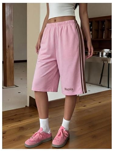 SHENHE Women's Wide Leg Sweat Shorts Drawstring Casual Lounge Sports Knee Length Bermuda Shorts thumbnail 2
