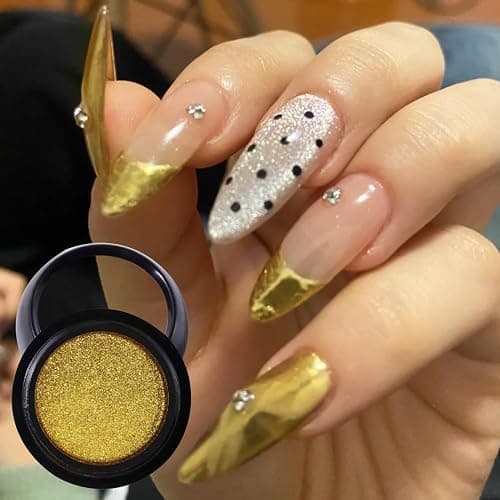 Unicorn Chrome Pigment Gold - Nageldesign Nail Powder für Nägel - Glitter Cromepulver für Nail Art thumbnail 2