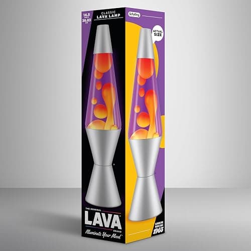Lava Lamp 2125, Yellow Wax, Purple Liquid, Silver Base and Cap, Original 14.5 inch LAVA Motion Lamp to Illuminate Your Mood thumbnail 6