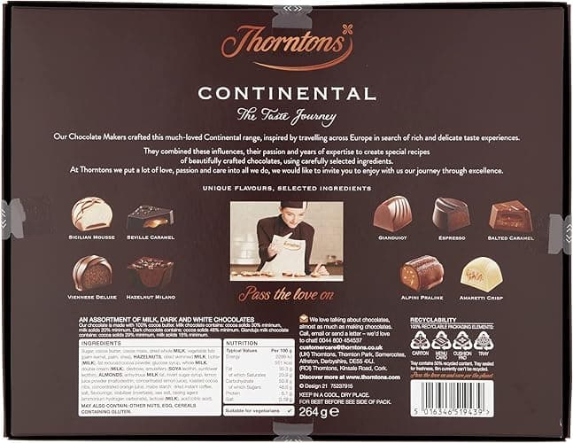 Thorntons Continental, Christmas Chocolate Gift, Unique Flavours Milk, White, Dark Chocolate, 264g thumbnail 8