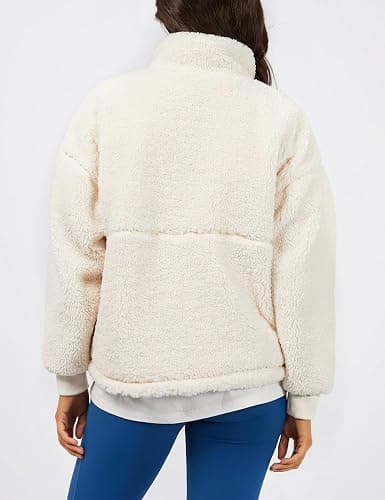 PEHMEA Women's Half Zip Sherpa Fleece Pullover Warm Oversized Sweatshirts Soft Fuzzy Jackets for Fall Winter 2025 thumbnail 3