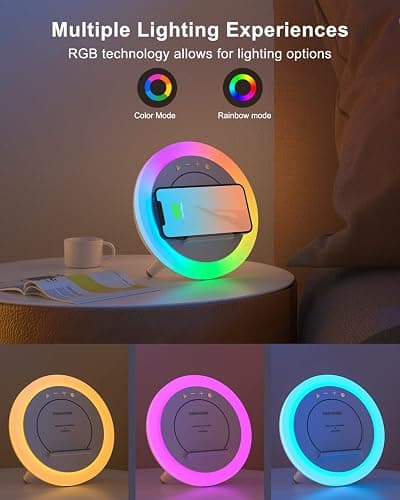 Swarmir Bluetooth Speaker with Lights, Wireless Charging Speaker, Best Birthday Gift Ideas Teenage,Applicable for Bedroom/Teen Girl Gifts(5W Wireless Charging) thumbnail 4