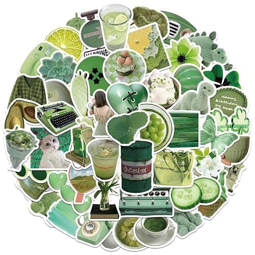 ZJSXINDI Green Plant Stickers Aesthetic 50pcs Waterproof Laptop Stickers Decals for Water Bottle Laptop Computer Skateboard Bumper,Aesthetic Vsco Vinyl Stickers for Kids Teens Girls (Green Mood) thumbnail 2