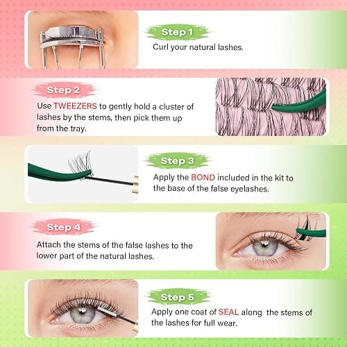 KEYYOU Venus Lash Clusters Kit, Invisible Band with Waterproof at Home | Wispy Natural Manga Eyelash Extension Kit 120pcs C Curl Lash Extensions Kit thumbnail 7