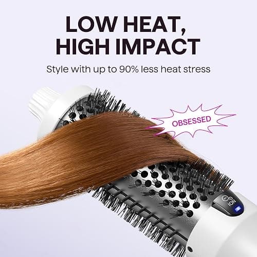 Wavytalk Blowout Boost Thermal Brush, 1.5 inch Heated Round Brush for Blowout Look, Negative Ion Technology, Ceramic Tourmaline, 5 Temperature Settings, Dual Voltage, White thumbnail 6