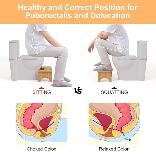 Uaniar Bamboo Toilet Stool, Wooden Squatting Potty Stool for Adults, 7 Inch Toilet Stool Squat Adult, Non-Slip Wood Poop Stool for Bathroom, Portable Toilet Foot Pooping Steps for Kids thumbnail 2