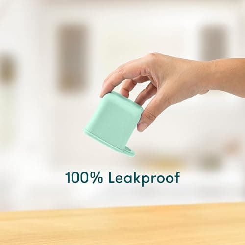 OmieBox (2 Pack) Leakproof Dips Containers to Go, Salad Dressing Container, Condiment Container with Lids - Food Safe Silicone - 4 Ounces (Blue/Mint) thumbnail 2
