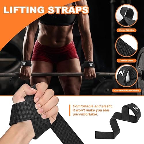 NEALFIT Lifting Straps for Weightlifting, Wrist Straps for Weightlifting, Deadlifts, Bodybuilding, Strength Training, Weight Lifting Straps for Men&Women thumbnail 3