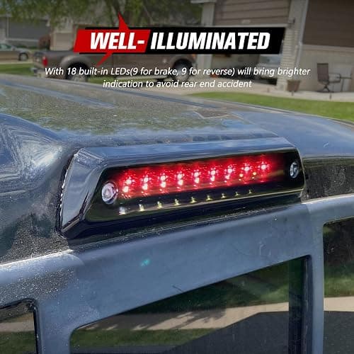 FIERYRED Third Brake Light/Reverse Light Smoked Compatible with 2009-2014 Ford F150 Light,Rear Cab Light,3rd lights Power Saving IP67 Waterproof thumbnail 5