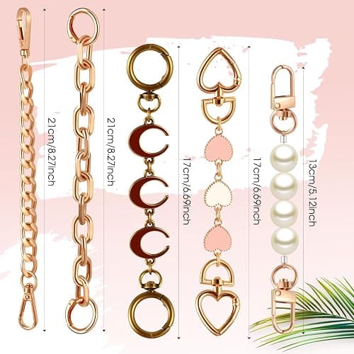 5 Pcs Bag Extender Chain Purse Strap Extender Gold Metal Bag Replacement Chain for Handbag Crossbag ShoulderBag Making Supplies Purse Chains Accessories(Stylish) thumbnail 2