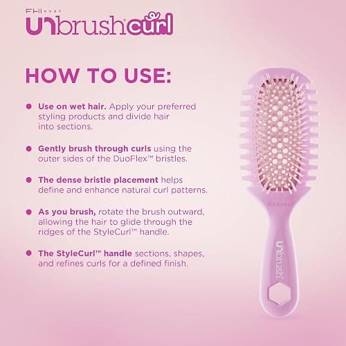 FHI Heat UNbrush Curl Detangling Brush for use on Wet Hair Only | DuoFlex Bristles & Style Curl Handle Wavy, Coily, or Curly Hair Brush for Gentle Detangling & Faster Styling thumbnail 4