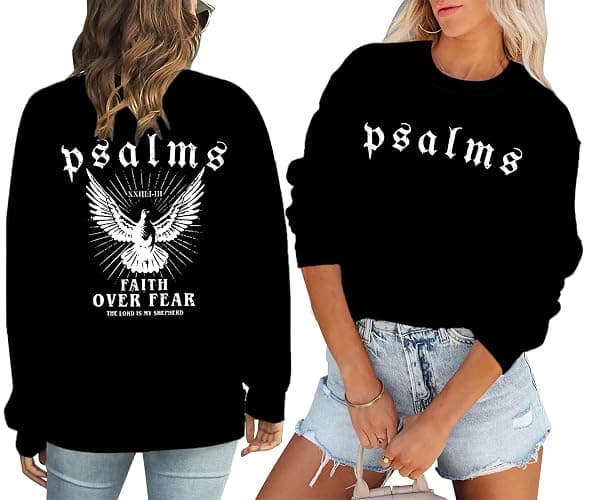 Christian Sweatshirts for Women: Jesus Faith Sweatshirt Faith Over Fear Hoodie Bible Verse Shirts Jesus Pullover thumbnail 3