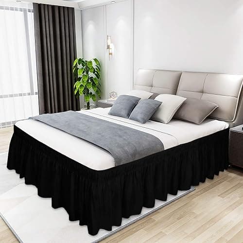 Easy-Going Bed Skirt for Queen or King Size Bed, 18 Inch Tailored Drop, Fitted with Adjustable Elastic Belt, Convenient to Use Without Lift The Mattress (Queen/King, Black) thumbnail 2