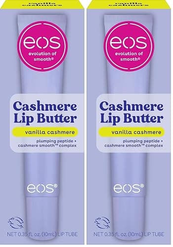eos Cashmere Lip Butter - Vanilla Cashmere, Plumping Peptides, Smoothing, eos Lip Butter, Shea Butter, Lip Mask & Moisturizer, Soft, 0.35 fl oz (Pack of 2) - Image 1