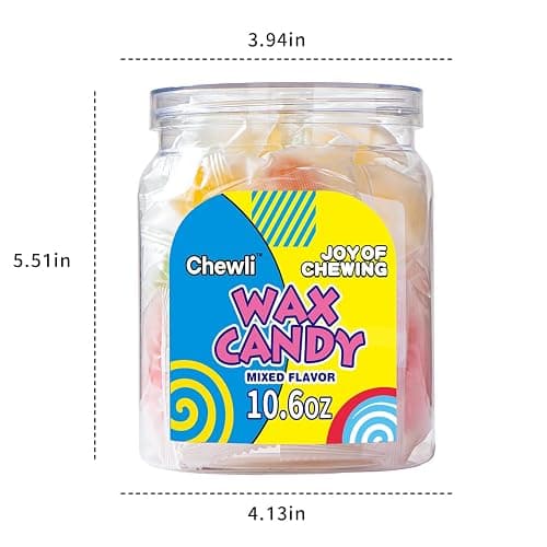 Chewli Wax Candy – Mixed Fruit Flavors, Various Styles, Individually Wrapped, Nostalgic Retro Party Gifts, Perfect for Playing Games &Various Gatherings, Canned, 10.6 oz thumbnail 5