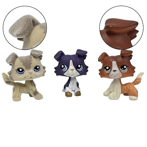 3pcs/Set Custom Flocked Pet Shop Toys Short Hair Cat Kitten Collie Great Dane Cocker Spaniel Dachshund Puppy Dog OOAK Compatible with LPS (#2210 and 1676 and 1542) thumbnail 2
