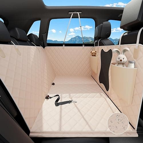 Bark Lover Waterproof Dog Car Seat Cover for Back Seat – Heavy Duty Back Seat Extender for Dogs with Hard Bottom, 7-Layer Protection, Non-Slip & Scratchproof, Easy to Install (Beige) - Beige thumbnail 8