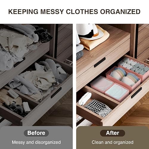 DIMJ Fabric Drawer Organizer Bins - 12 Pack Foldable Sock & Clothes Organizer - Pink thumbnail 5
