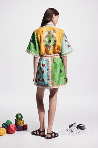 Colorful Dresses for Women Graffiti Dress Flower Dress 2024 Vintage Boho Tropical Dresses for Women Short Sleeve thumbnail 3