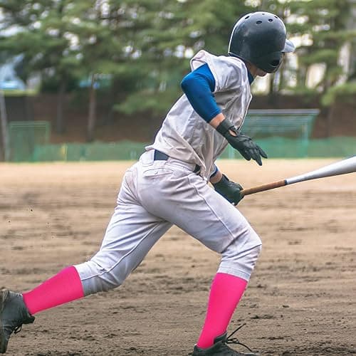 Haysandy 12 Pairs Youth Socks Bulk Soccer Football Softball Baseball Socks for Athletic Girls Kids Youth Adults Team Sport - Medium - Hot Pink thumbnail 6